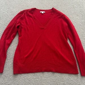 New York & Company Bold Red V-Neck Sweater
